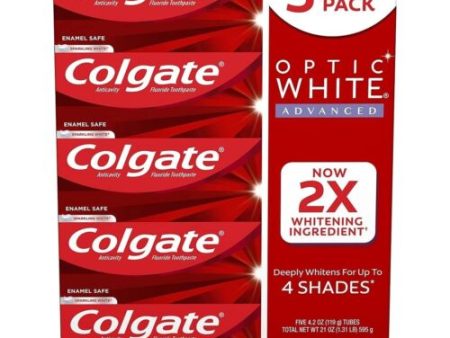 Colgate Optic White Advanced Teeth Whitening Toothpaste, 5 pk. 4.2 oz. For Discount