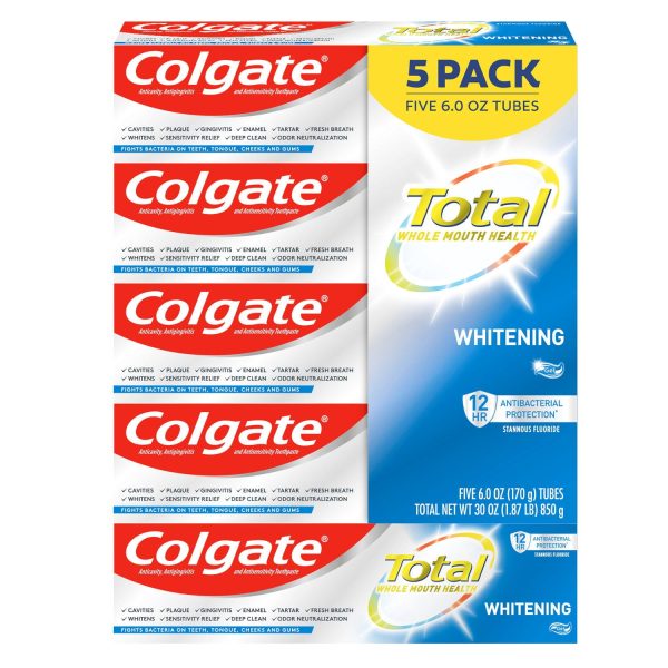 Colgate Total Whitening Toothpaste Gel, 5 pk.  6 oz. Hot on Sale