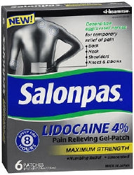 Topical Pain Relief Salonpas® 4% Strength Lidocaine Patch 6 per Box Online now