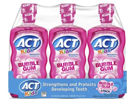 ACT Kids Bubblegum Blowout Anti-Cavity Rinse, 3 ct. 16.9 oz. For Discount