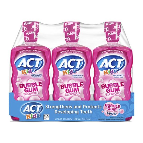 ACT Kids Bubblegum Blowout Anti-Cavity Rinse, 3 ct. 16.9 oz. For Discount