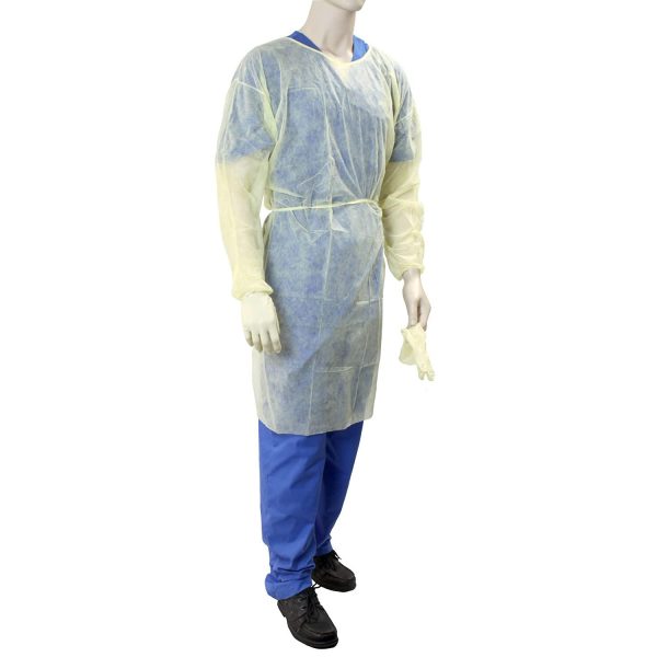 Dynarex Isolation Gown Fluid Resistant Universal, Yellow 50 pack Online Hot Sale