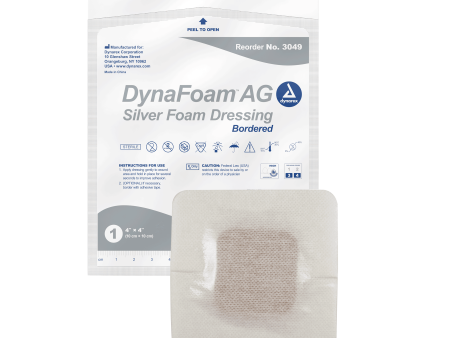 Dynarex DynaFoam AG Bordered Silver Foam Dressing - 4 X4  Online now