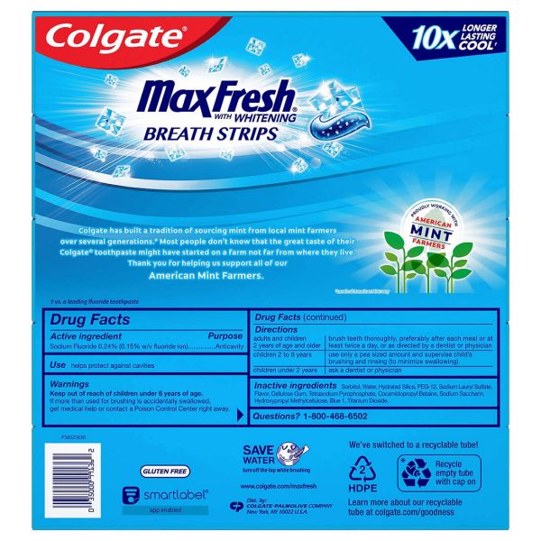 Colgate Max Fresh Toothpaste with Mini Breath Strips, Cool Mint, 5 pk. 7.3 oz. For Sale