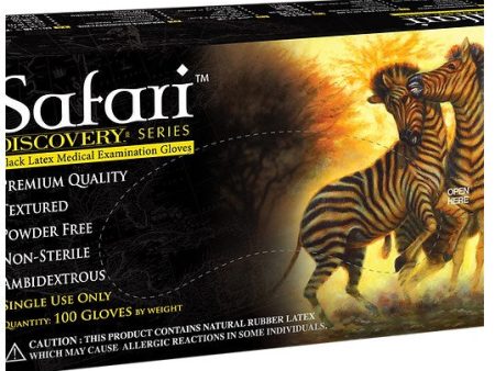 Safari Black Latex Powder Free Textured Exam Gloves For Discount