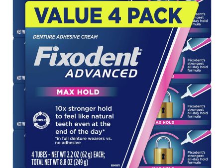 Fixodent Advanced Max Hold Denture Adhesive, 4 pk. 2.2 oz. For Cheap