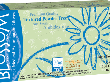 Blossom Latex Powder Free Textured Exam Gloves with C.O.A.T.S. For Discount