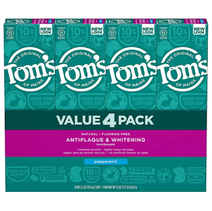 Tom s of Maine Antiplaque and Whitening Fluoride-Free Peppermint Toothpaste, 4 ct. Online