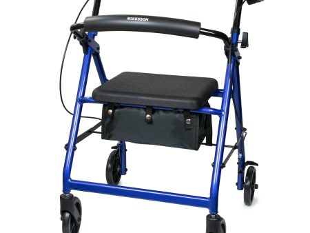 McKesson 4 Wheel Rollator Adjustable Height   Folding Aluminum Frame Online Sale