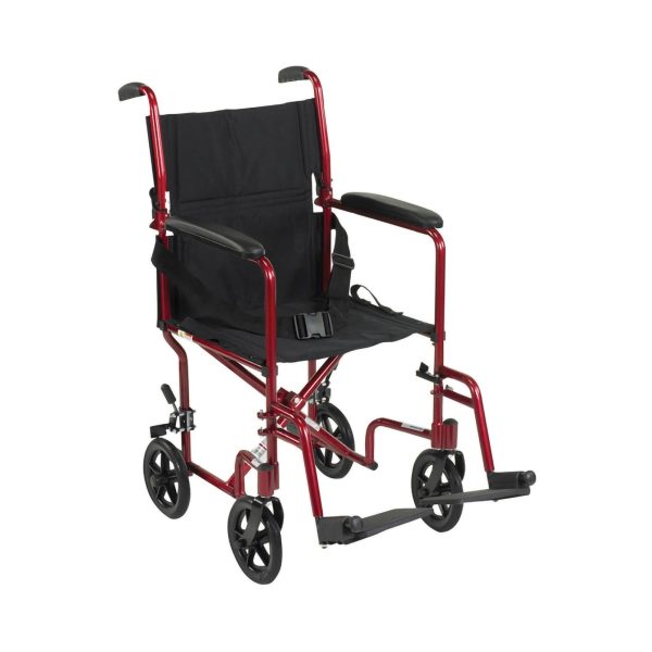 McKesson Lightweight Red Aluminum Transport Chair For Discount