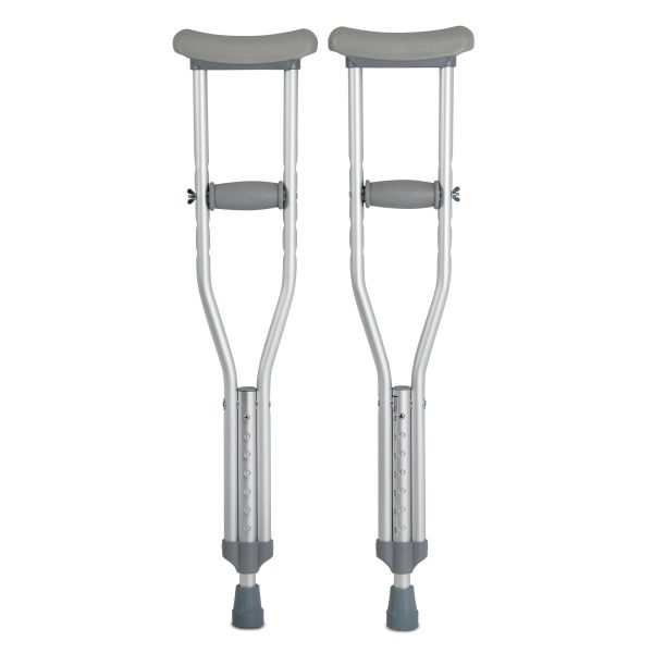 McKesson Underarm Crutches Aluminum Frame Child 175 lbs. Weight Capacity Push Button   Wing Nut Adjustment Supply