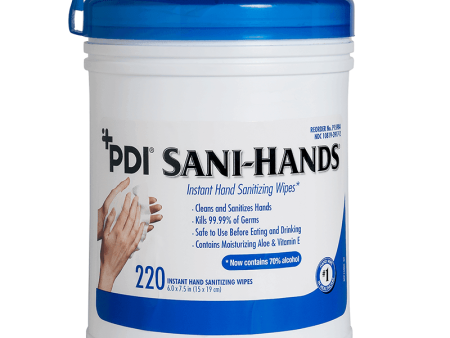 PDI Sani-Hands Alcohol Wipes - 220, Wipes, 6  X 7.5 , Large Canister Online now