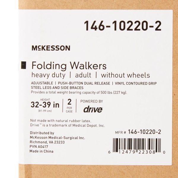 McKesson Aluminum Steel Bariatric Standard Folding Walker Discount