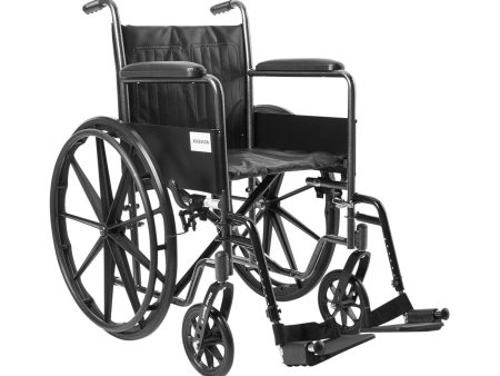 McKesson Wheelchair Dual Axle Full Length Arm Swing-Away Black Upholstery 18 Inch Seat Width Adult 300 lbs. Weight Capacity on Sale