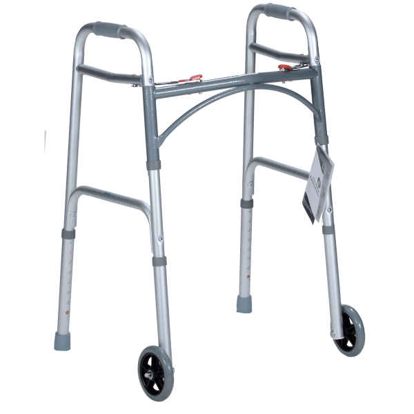 Two Button Folding Walker With Wheels Online now