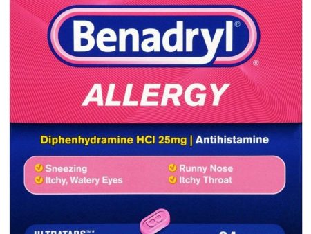 Allergy Relief Benadryl 25 mg Strength Tablet 24 per Box Sale