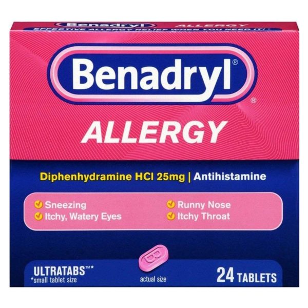 Allergy Relief Benadryl 25 mg Strength Tablet 24 per Box Sale