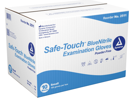 Safe-Touch Blue Nitrile Exam Gloves, Powder-Free on Sale