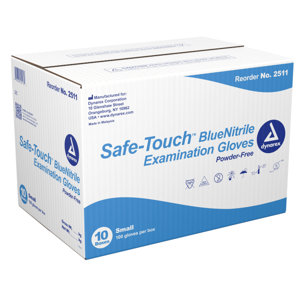 Safe-Touch Blue Nitrile Exam Gloves, Powder-Free on Sale