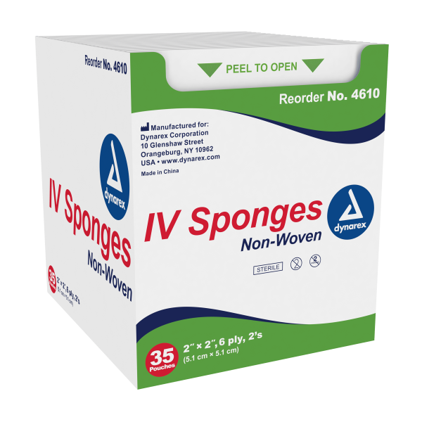 Dynarex IV Sponge 2in X 2in - 6 Ply - 2 Pouch Discount