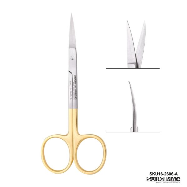 Iris Scissors 4.5 , Curved with Tungsten Carbide Tips, Gold Handles, Stainless Steel, Air Series, 1 Pk Online now