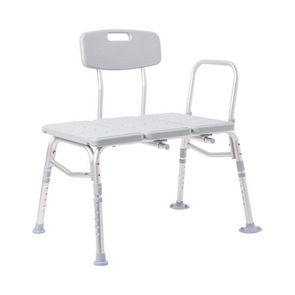 McKesson Knocked Down Bath Transfer Bench Removable Arm Rail 17-1 2 to 22-1 2 Inch Seat Height 400 lbs. Weight Capacity Online now