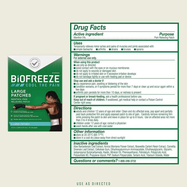 Biofreeze Topical Pain Relief 5% Strength Menthol Patch 5p b For Cheap