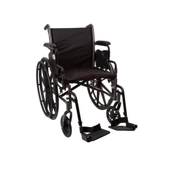 McKesson Lightweight Wheelchair Dual Axle Desk Length Arm Swing-Away Black Upholstery 20 Inch Seat Width Adult 300 lbs. Weight Capacity on Sale