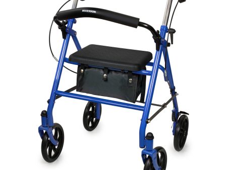 McKesson 4 Wheel Rollator Adjustable Height   Folding Steel Frame Online now