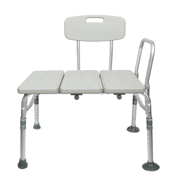 McKesson Knocked Down Bath Transfer Bench Removable Arm Rail 17-1 2 to 22-1 2 Inch Seat Height 400 lbs. Weight Capacity Online now