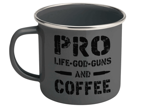 PRO Life-God-Guns AND Coffee Enamel Steel Mug 12 oz Fashion