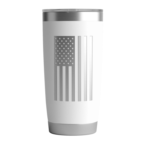 20 OZ Tumbler w  Logo & US Flag In White on Sale